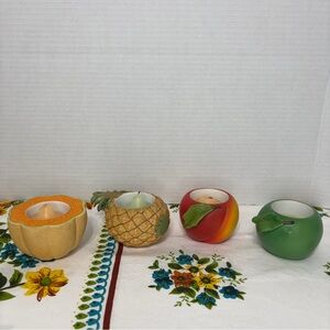 PARTYLITE Fruit Splash Summer Ceramic Votive Candle Holders Set of 4